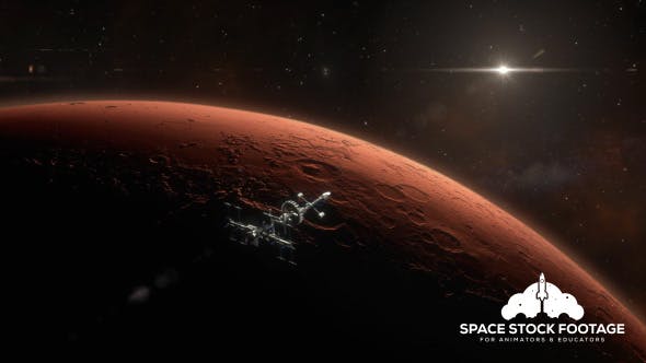 Spaceship Orbiting Mars - 18799237 Videohive Download