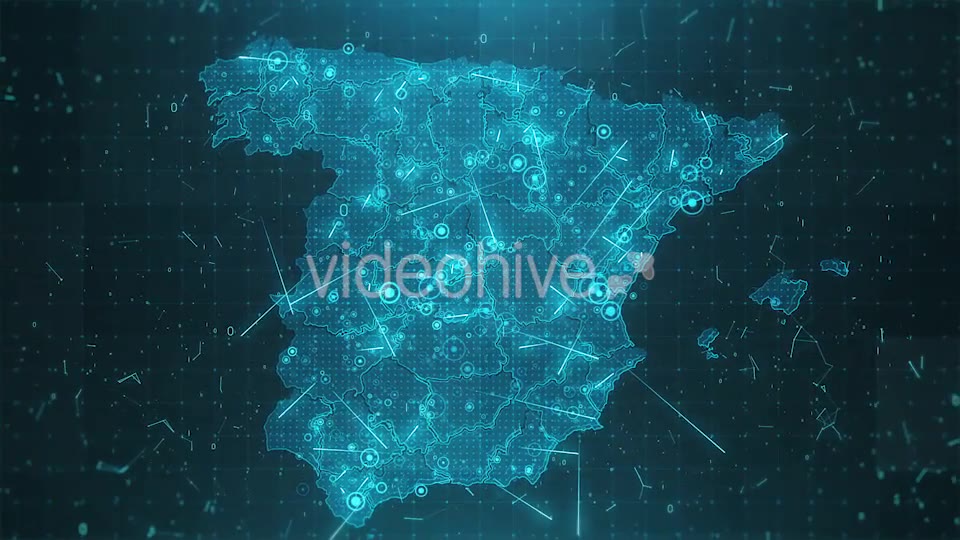 Spain Map Background Cities Connections HD Videohive 20483274 Motion Graphics Image 2