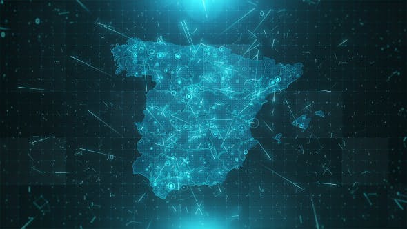 Spain Map Background Cities Connections HD - Videohive 20483274 Download
