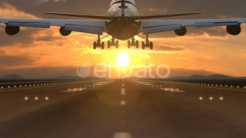 Spectacular Airplane Landing Against Sunset Videohive 23216380 Motion Graphics Image 2