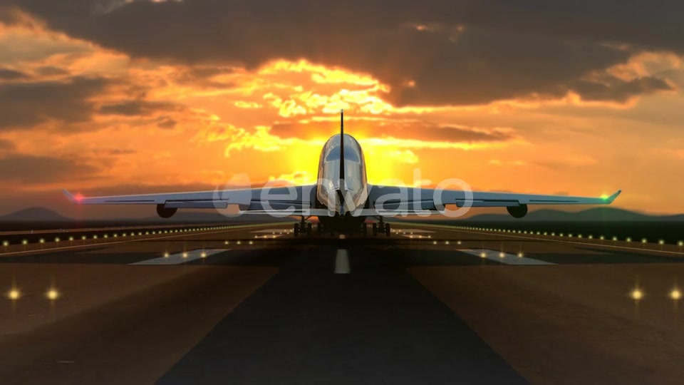 Spectacular Airplane Landing Against Sunset Videohive 23216380 Motion Graphics Image 4