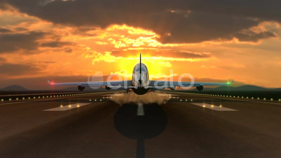 Spectacular Airplane Landing Against Sunset Videohive 23216380 Motion Graphics Image 5
