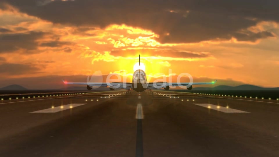 Spectacular Airplane Landing Against Sunset Videohive 23216380 Motion Graphics Image 6