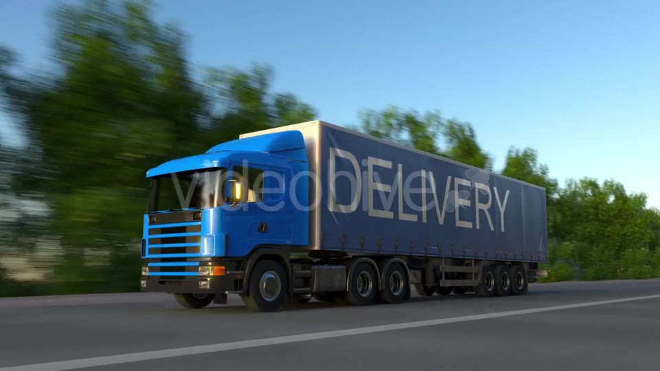 Speeding Freight Semi Truck with DELIVERY Caption on the Trailer Videohive 19770298 Motion Graphics Image 2