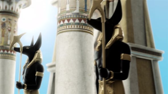 Statues of Anubis Near the Egyptian Columns - Download 22076736 Videohive