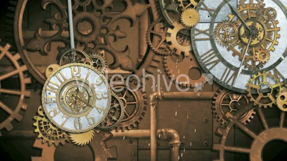 Steampunk Clock Gears Videohive 21128571 Motion Graphics Image 2