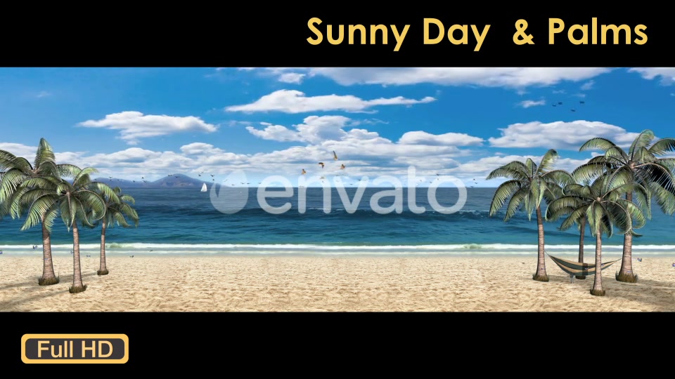 Sunny Day Palm Trees On The Beach Videohive 21608393 Motion Graphics Image 3