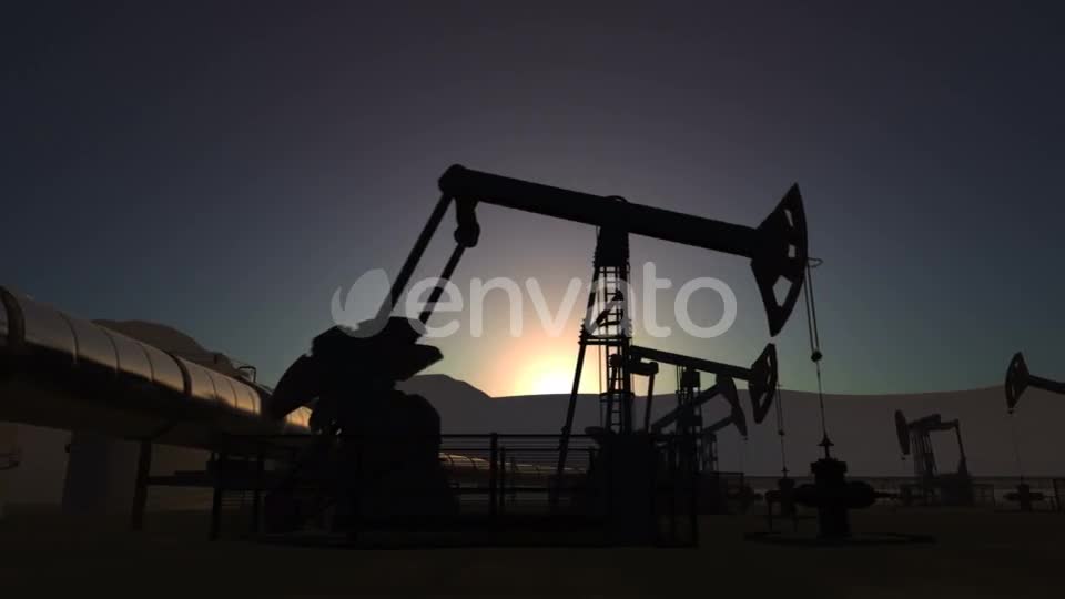 Sunrise Over Oil Field with Pumpjacks and Pipeline Videohive 21773620 Motion Graphics Image 1