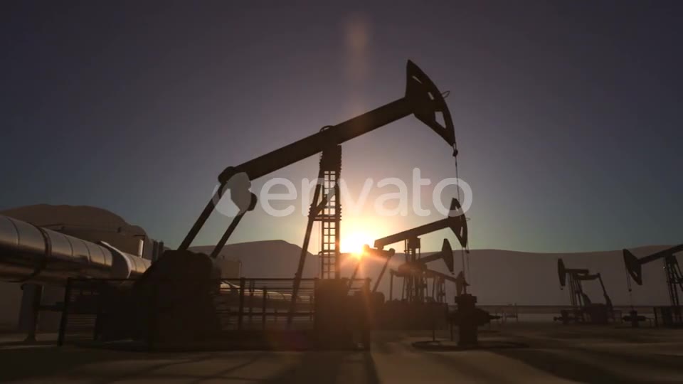 Sunrise Over Oil Field with Pumpjacks and Pipeline Videohive 21773620 Motion Graphics Image 2