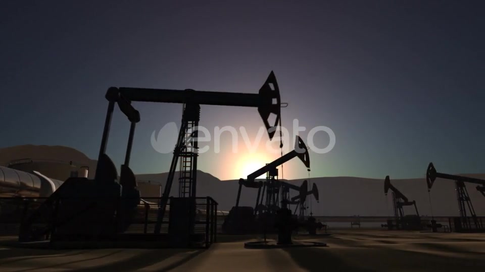 Sunrise Over Oil Field with Pumpjacks and Pipeline Videohive 21773620 Motion Graphics Image 3