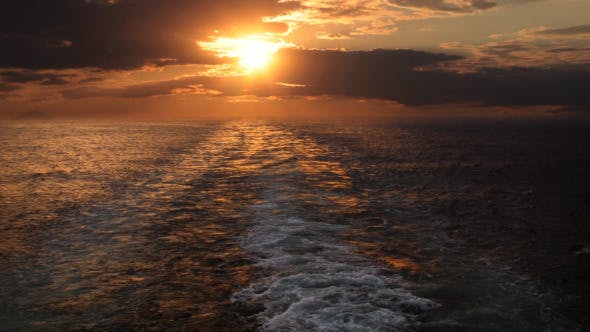 Sunset And Wake Of A Ship  - 6081743 Videohive Download