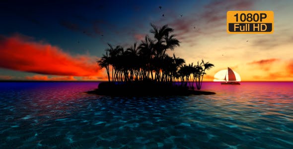 Sunset Palm Island - 19538808 Videohive Download
