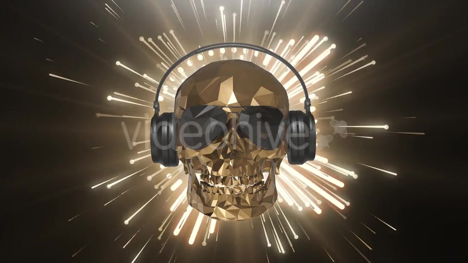 The Golden Low Poly Skull of the DJ on the Background of the Equalizer Videohive 21513768 Motion Graphics Image 10