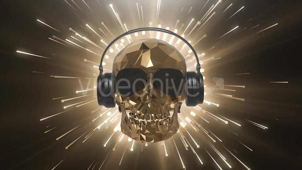The Golden Low Poly Skull of the DJ on the Background of the Equalizer Videohive 21513768 Motion Graphics Image 11