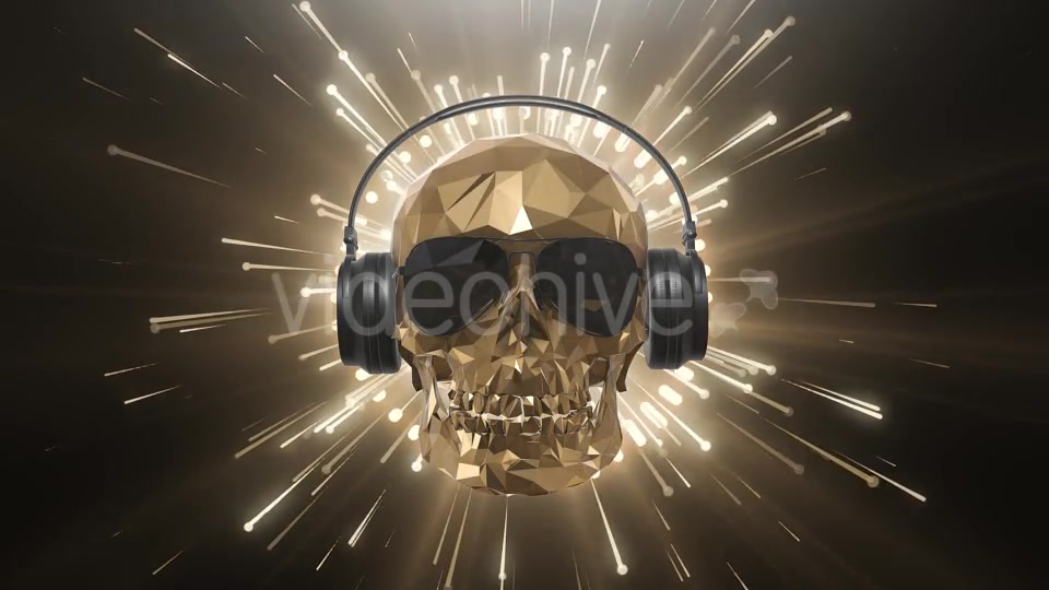 The Golden Low Poly Skull of the DJ on the Background of the Equalizer Videohive 21513768 Motion Graphics Image 12