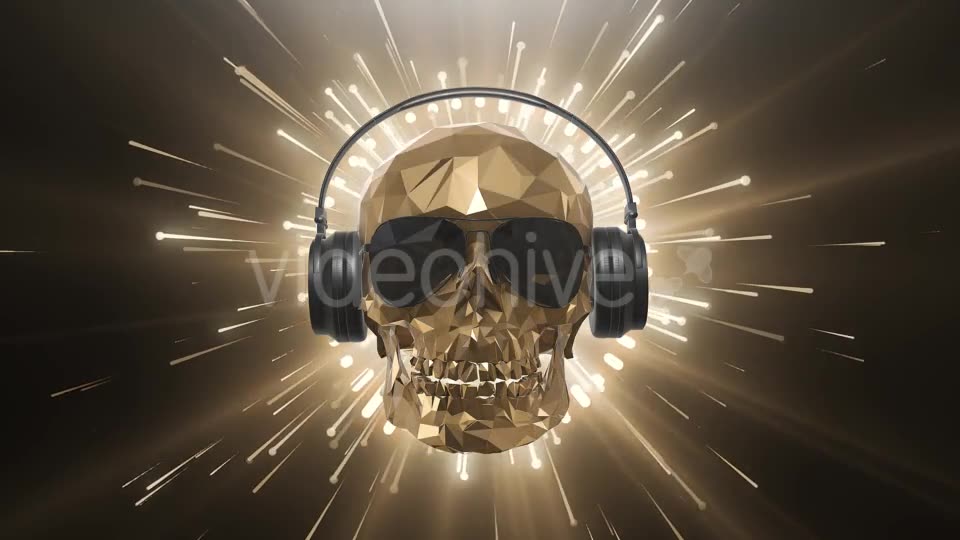 The Golden Low Poly Skull of the DJ on the Background of the Equalizer Videohive 21513768 Motion Graphics Image 2