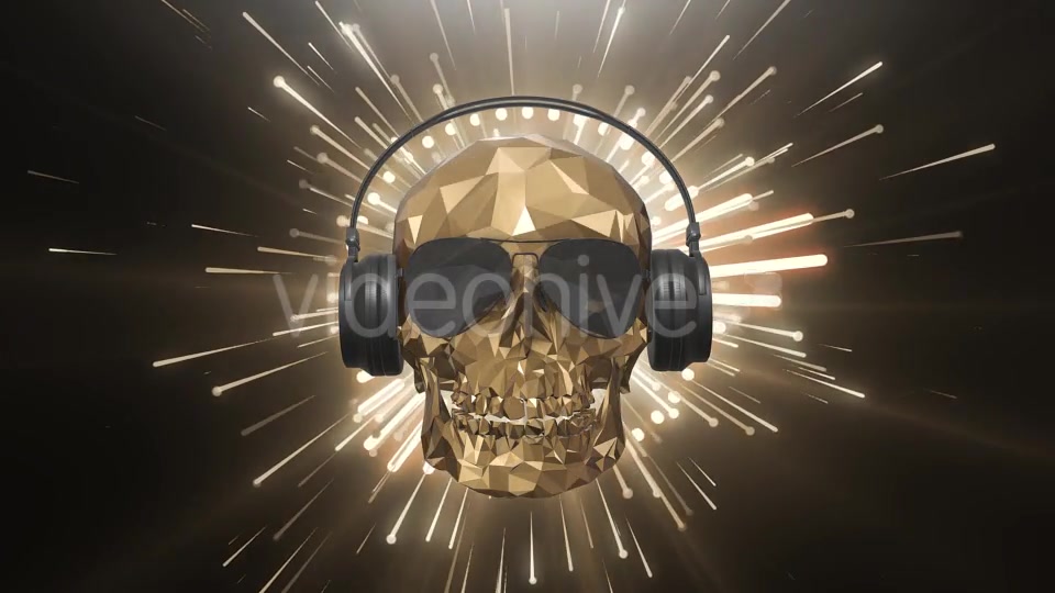The Golden Low Poly Skull of the DJ on the Background of the Equalizer Videohive 21513768 Motion Graphics Image 3
