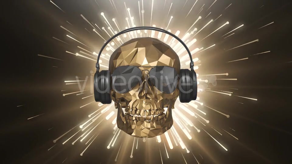 The Golden Low Poly Skull of the DJ on the Background of the Equalizer Videohive 21513768 Motion Graphics Image 4