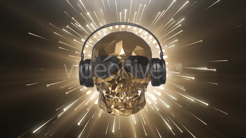 The Golden Low Poly Skull of the DJ on the Background of the Equalizer Videohive 21513768 Motion Graphics Image 5
