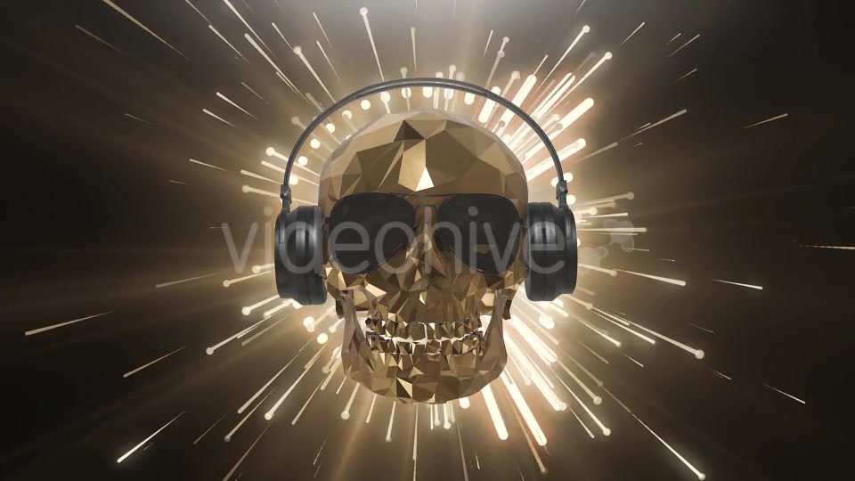 The Golden Low Poly Skull of the DJ on the Background of the Equalizer Videohive 21513768 Motion Graphics Image 6