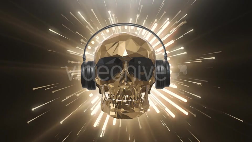 The Golden Low Poly Skull of the DJ on the Background of the Equalizer Videohive 21513768 Motion Graphics Image 7