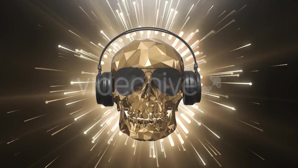 The Golden Low Poly Skull of the DJ on the Background of the Equalizer Videohive 21513768 Motion Graphics Image 8