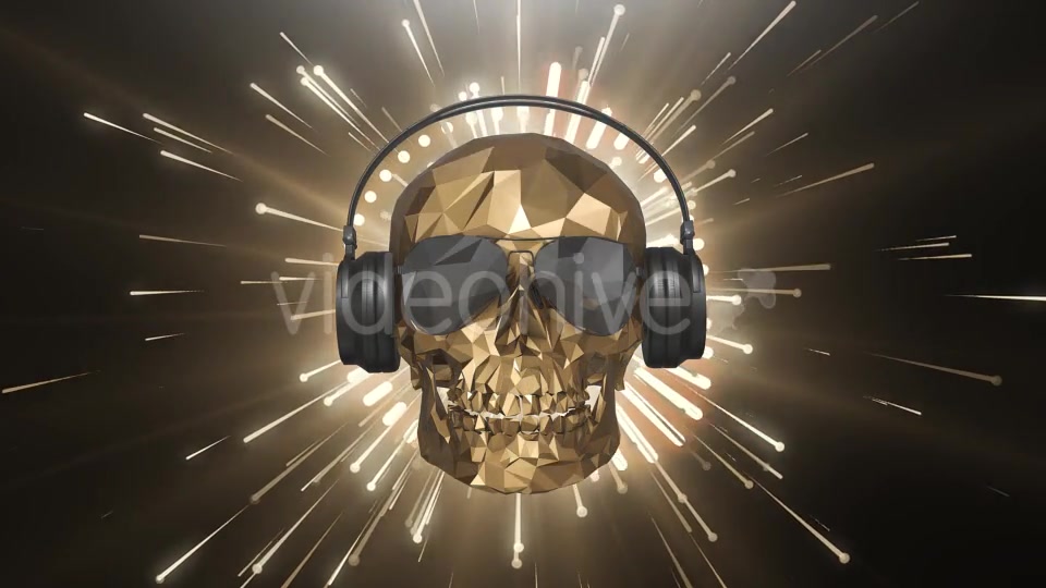The Golden Low Poly Skull of the DJ on the Background of the Equalizer Videohive 21513768 Motion Graphics Image 9
