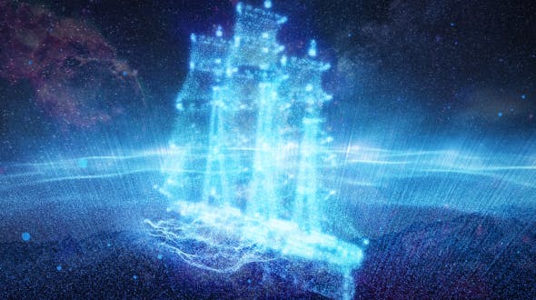 The Particle Ship Sails In The Galaxy Nebula - 19543231 Videohive Download