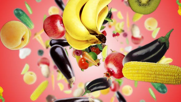 Three Falling Fruits and Vegetables, with Alpha Matte (3 Videos) - 22095612 Videohive Download