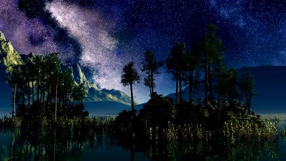 Timelapse Of Stars Above A Lake With Islands 4 - 15784424 Videohive Download