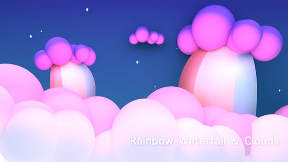 Toon Rainbow Waterfall And Clouds Background - Download Videohive 17030513