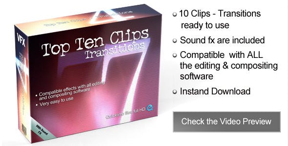 Top Ten Clips Transitions - Videohive Download 5181274