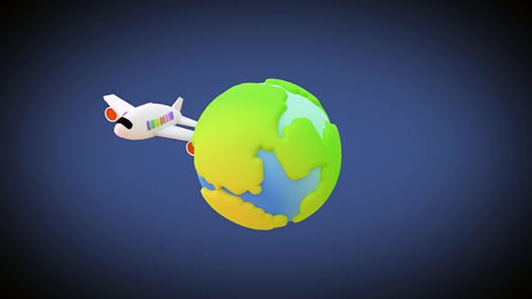 Toy Plane Flying Around The World Animation - Videohive 15277087 Download