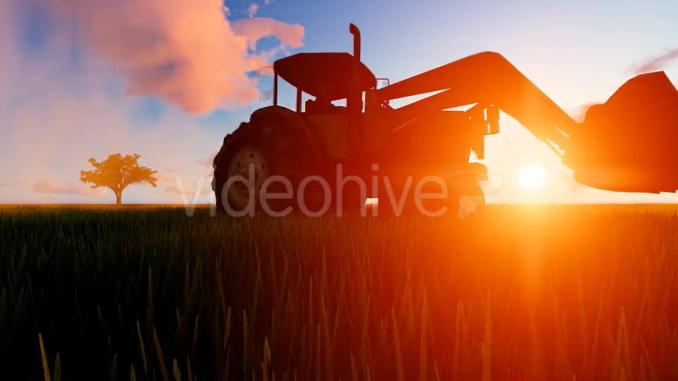 Tractor working in the field sunset Videohive 19761591 Motion Graphics Image 1