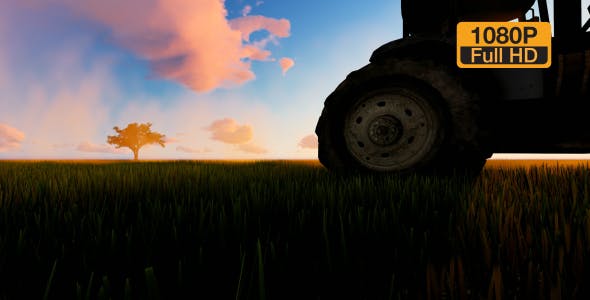 Tractor working in the field sunset - Videohive Download 19761591