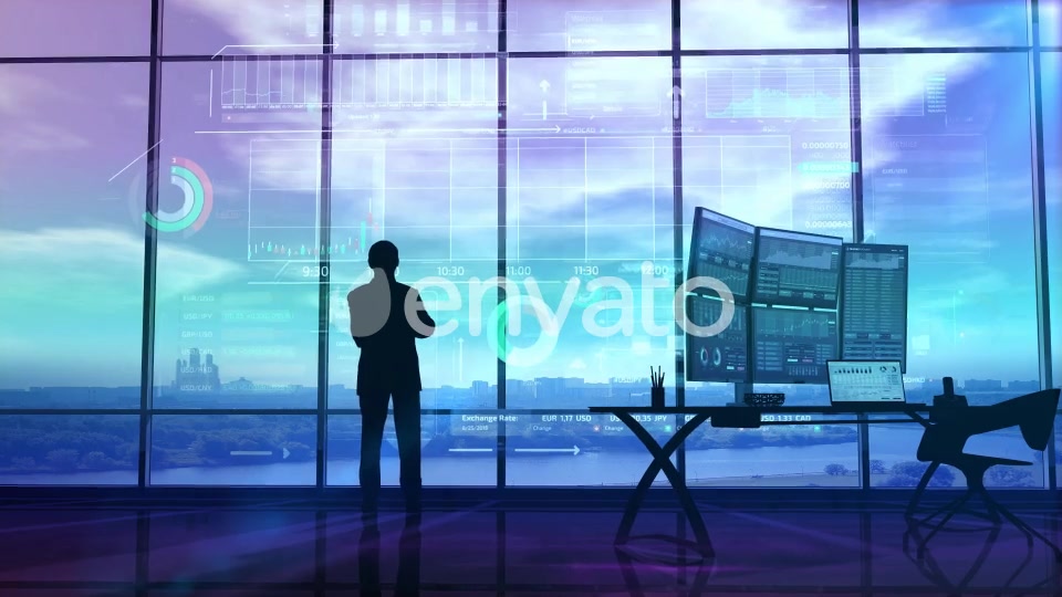 Trader In The Big Office And Stock Exchange Infographics HD Videohive 23628911 Motion Graphics Image 3