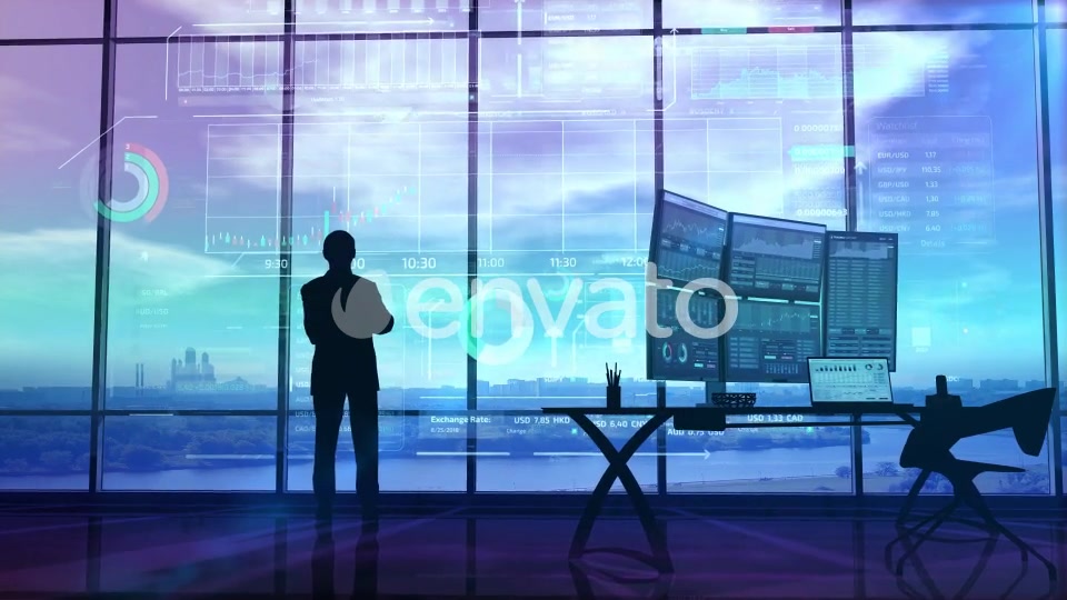 Trader In The Big Office And Stock Exchange Infographics HD Videohive 23628911 Motion Graphics Image 4