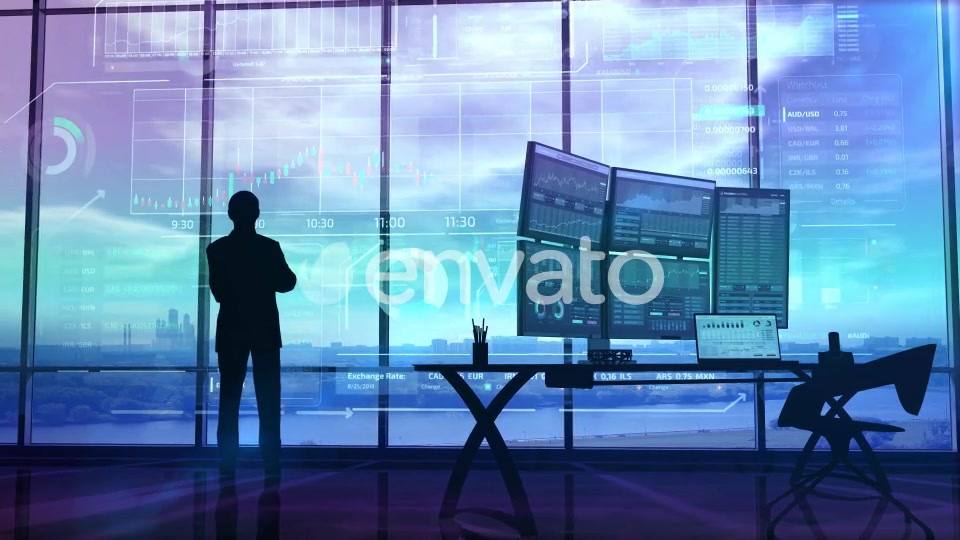 Trader In The Big Office And Stock Exchange Infographics HD Videohive 23628911 Motion Graphics Image 6