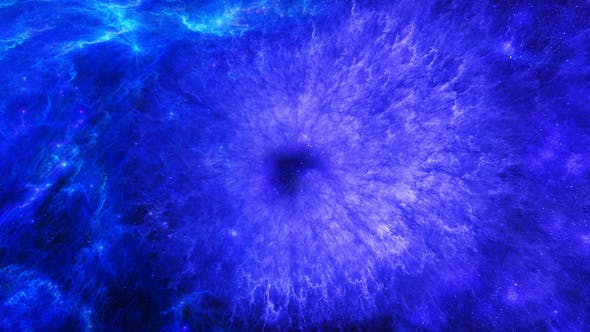 Travel Through Abstract Blue Space Nebula to Bright Energy Waves - Download 21990794 Videohive