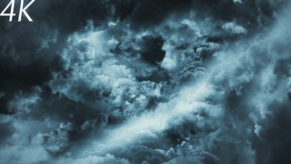Travel Through Abstract Dark Night Thunder Clouds with Lightning Strikes - 22547499 Download Videohive