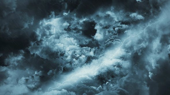Travel Through Abstract Dark Night Thunder Clouds with Lightning Strikes - Videohive 22581329 Download