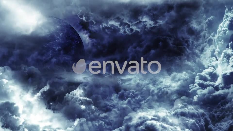 Travel Through Abstract Dark Thunder Clouds to Mysterious Planet and Big Star Videohive 21636979 Motion Graphics Image 2