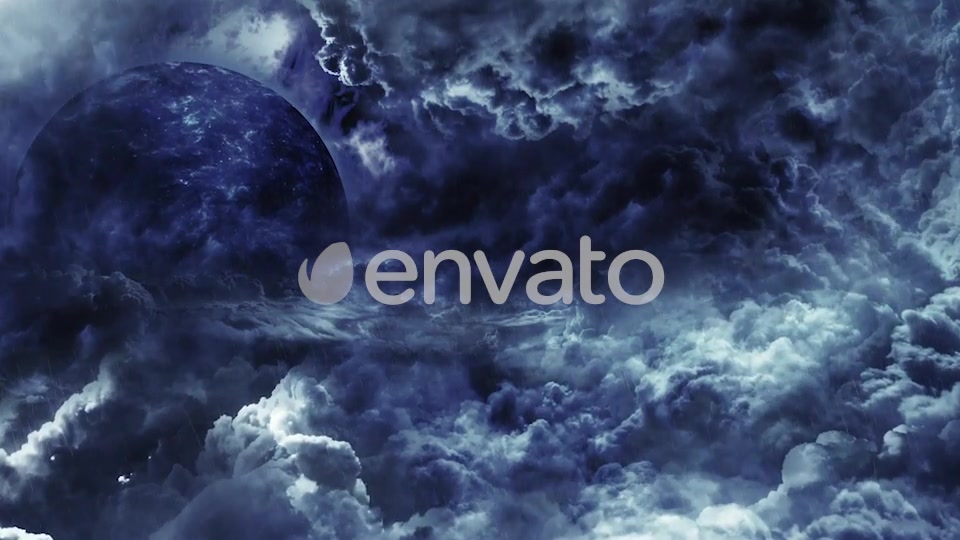 Travel Through Abstract Dark Thunder Clouds to Mysterious Planet and Big Star Videohive 21636979 Motion Graphics Image 3