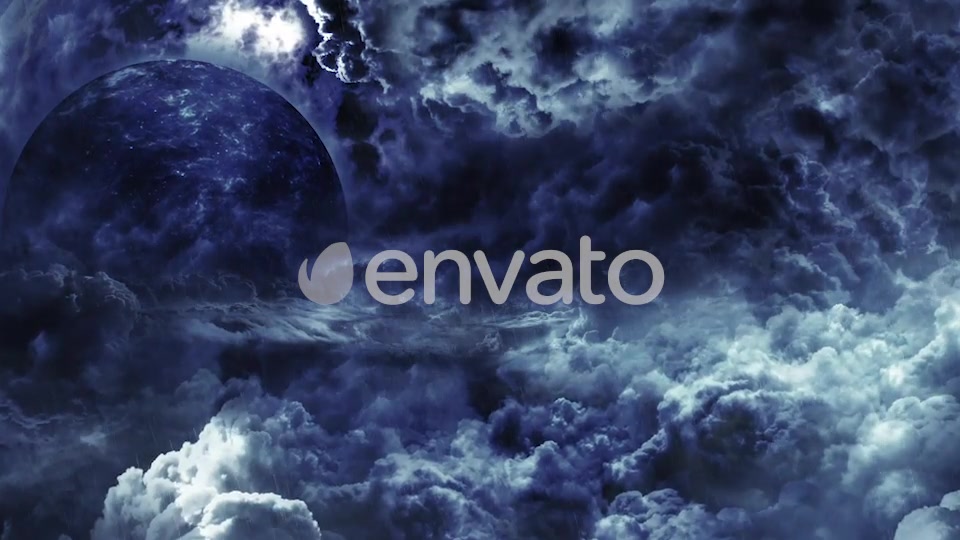 Travel Through Abstract Dark Thunder Clouds to Mysterious Planet and Big Star Videohive 21636979 Motion Graphics Image 4