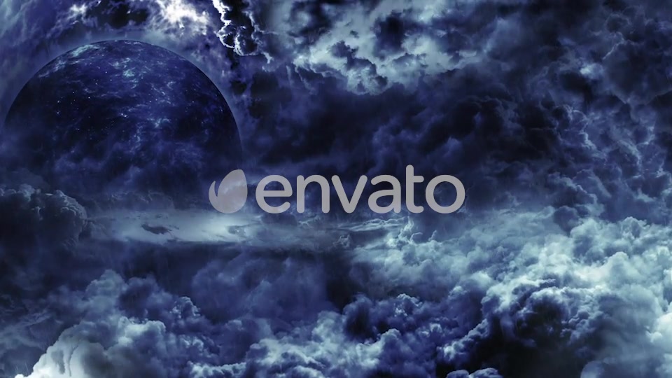 Travel Through Abstract Dark Thunder Clouds to Mysterious Planet and Big Star Videohive 21636979 Motion Graphics Image 5