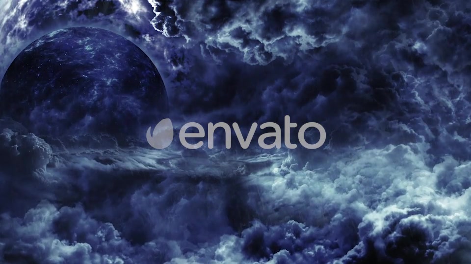 Travel Through Abstract Dark Thunder Clouds to Mysterious Planet and Big Star Videohive 21636979 Motion Graphics Image 6
