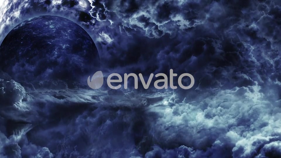 Travel Through Abstract Dark Thunder Clouds to Mysterious Planet and Big Star Videohive 21636979 Motion Graphics Image 7