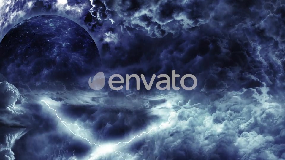 Travel Through Abstract Dark Thunder Clouds to Mysterious Planet and Big Star Videohive 21636979 Motion Graphics Image 8