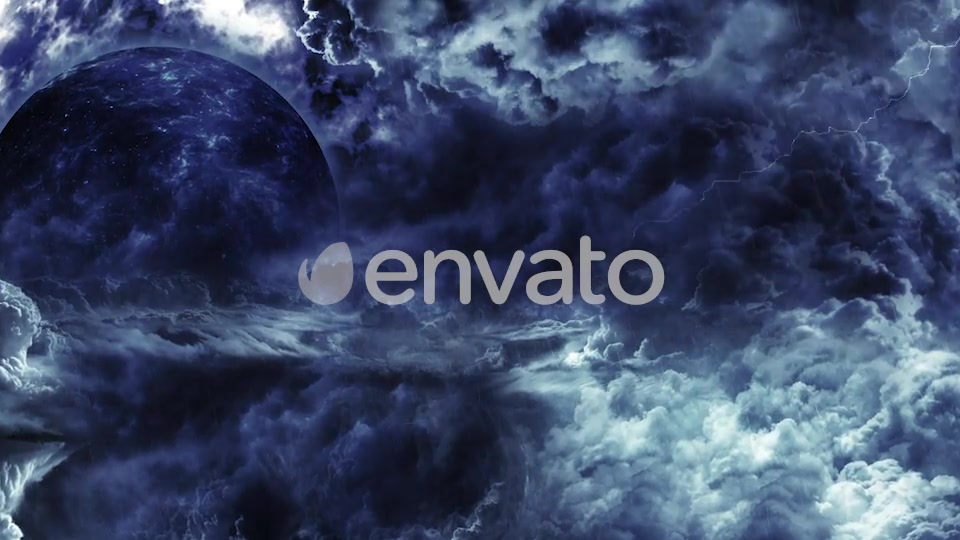 Travel Through Abstract Dark Thunder Clouds to Mysterious Planet and Big Star Videohive 21636979 Motion Graphics Image 9