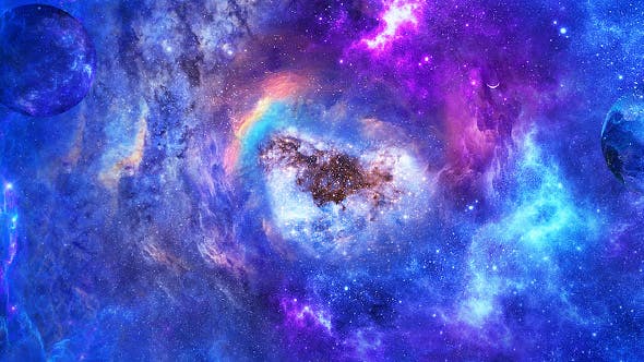Travel Through Abstract Space Nebulae with Planets and Energy Flare - 21411019 Videohive Download
